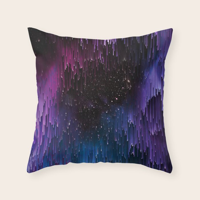 Ultra Violet Glitch Galaxy Throw Pillow Gallery Image 6