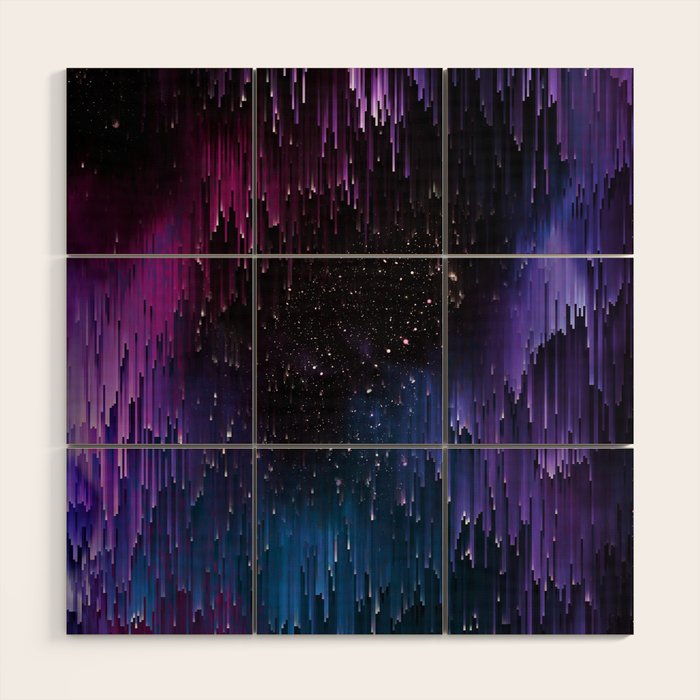 Ultra Violet Glitch Galaxy Wood Wall Art Gallery Image 1