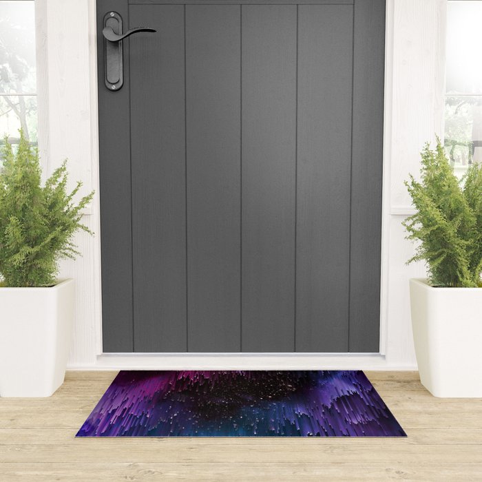 Ultra Violet Glitch Galaxy Welcome Mat Gallery Image 3