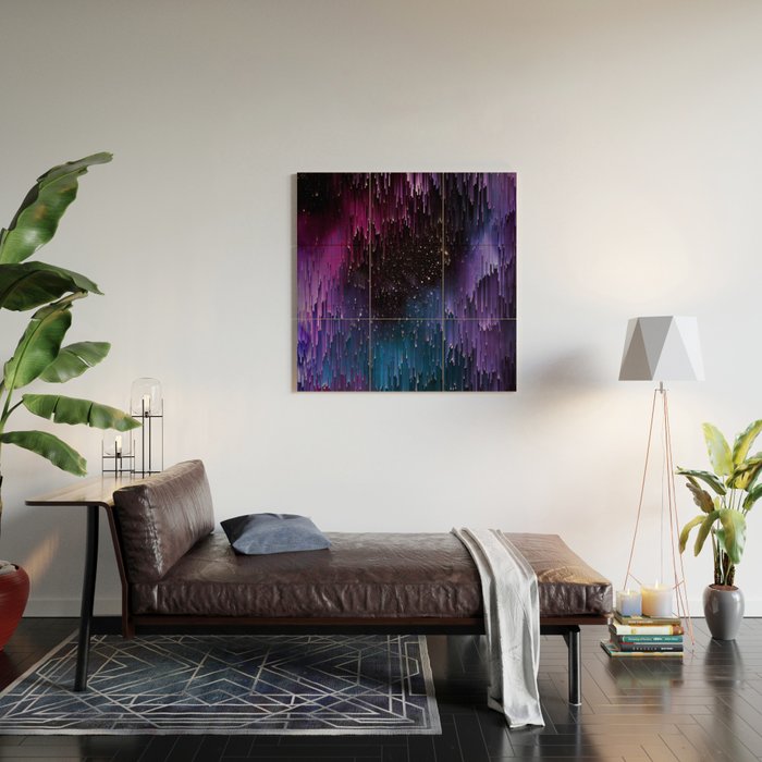 Ultra Violet Glitch Galaxy Wood Wall Art Gallery Image 2