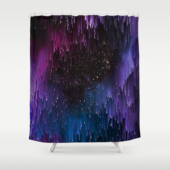 Ultra Violet Glitch Galaxy Shower Curtain Gallery Image 1