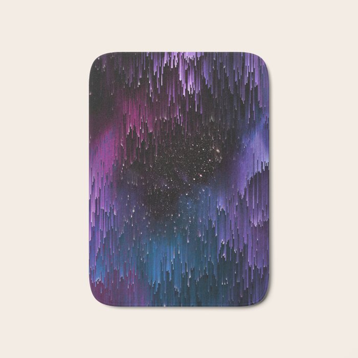 Ultra Violet Glitch Galaxy Bath Mat Gallery Image 1