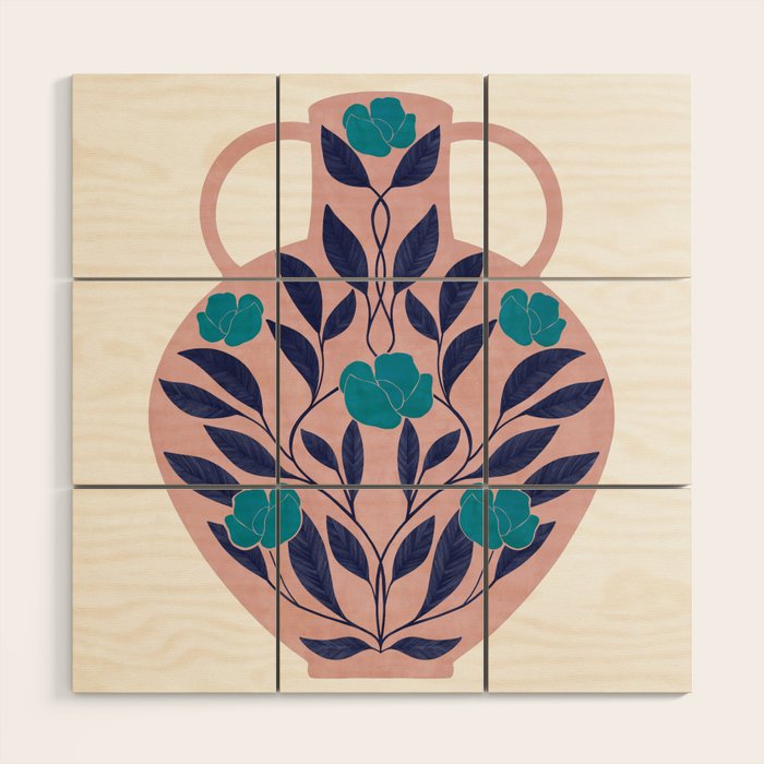 Vase with blue roses collection Wood Wall Art Gallery Image 1