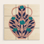 Vase with blue roses collection Wood Wall Art Gallery Image 1