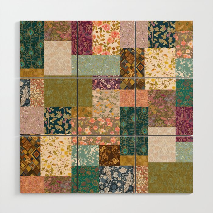 Pashmina Patchwork Wood Wall Art Gallery Image 1