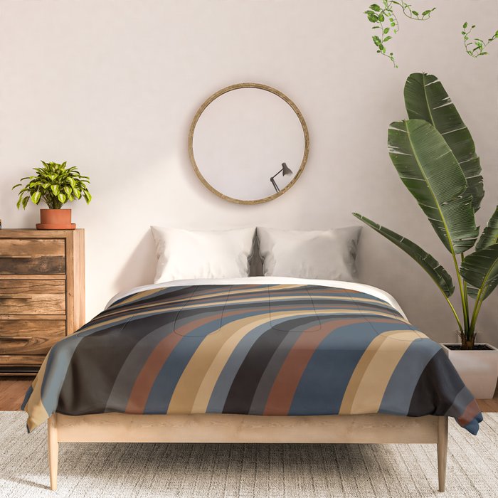 Wavy Stripes V - Dark Vintage  Comforter Gallery Image 3
