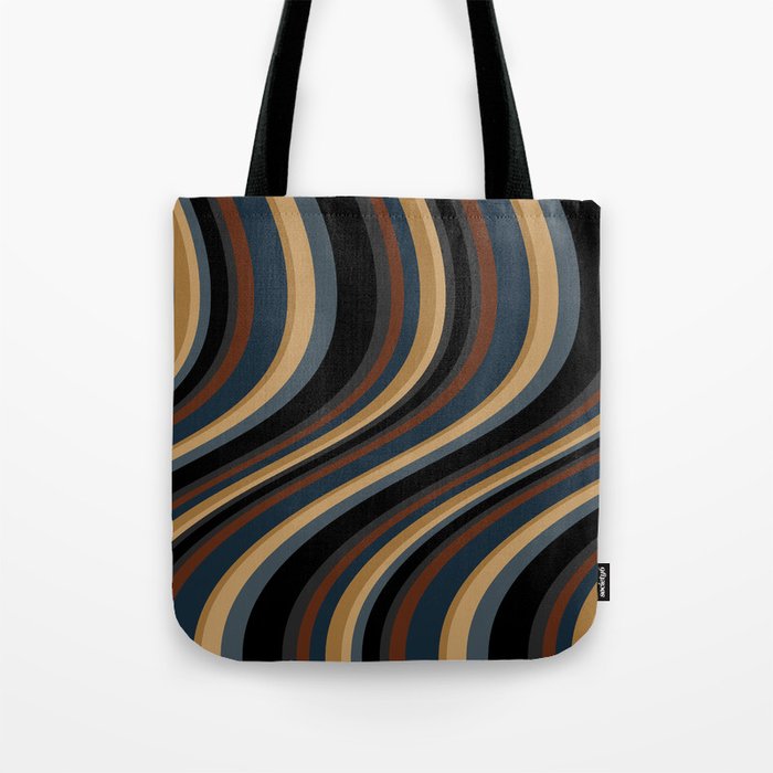 Wavy Stripes V - Dark Vintage  Tote Bag Gallery Image 1