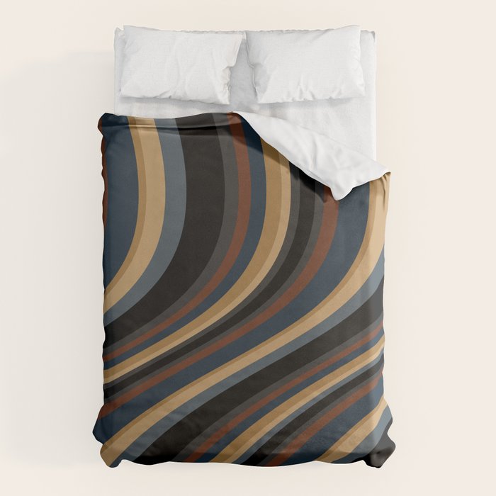 Wavy Stripes V - Dark Vintage  Duvet Cover Gallery Image 6