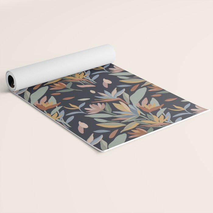 Hand Painted Floral Garden Night Yoga Mat Gallery Image 2