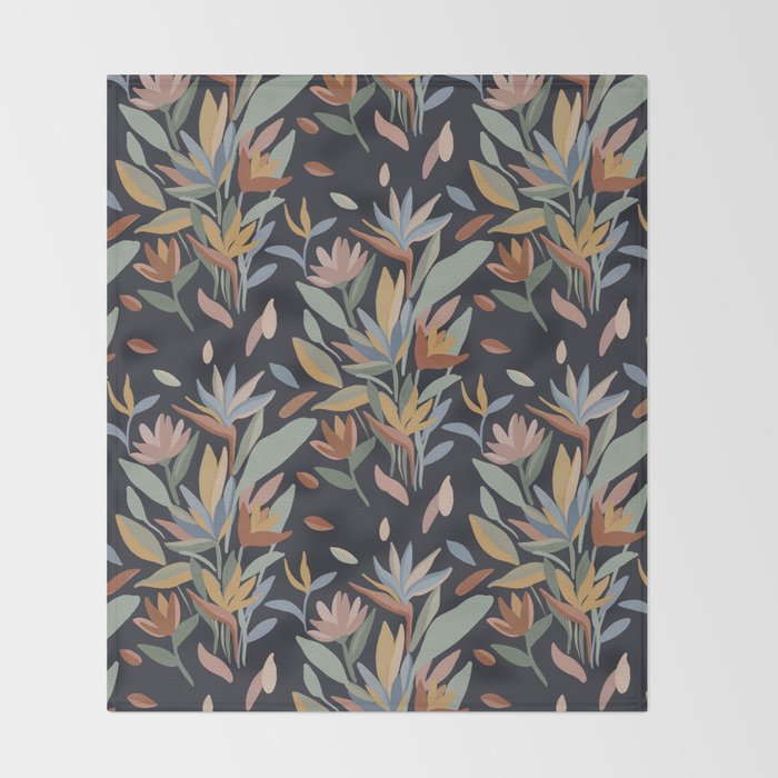 Hand Painted Floral Garden Night Throw Blanket Gallery Image 2