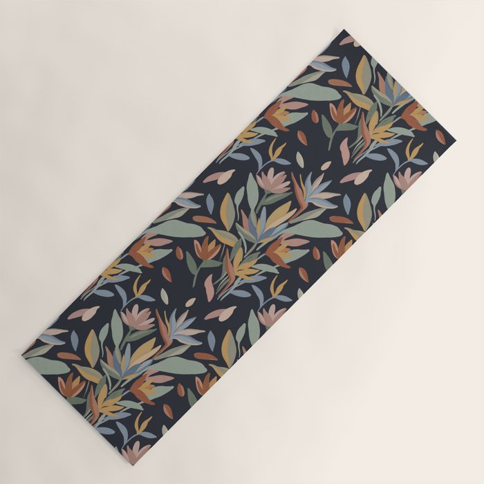 Hand Painted Floral Garden Night Yoga Mat Gallery Image 1