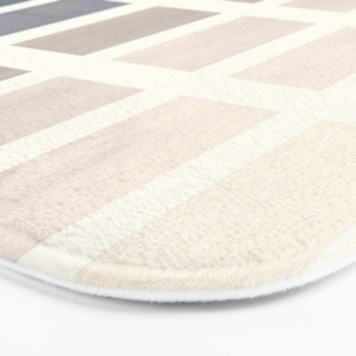 Grey Taupe Watercolor Gouache Geometric Square Matrix Pattern Bath Mat Gallery Image 3