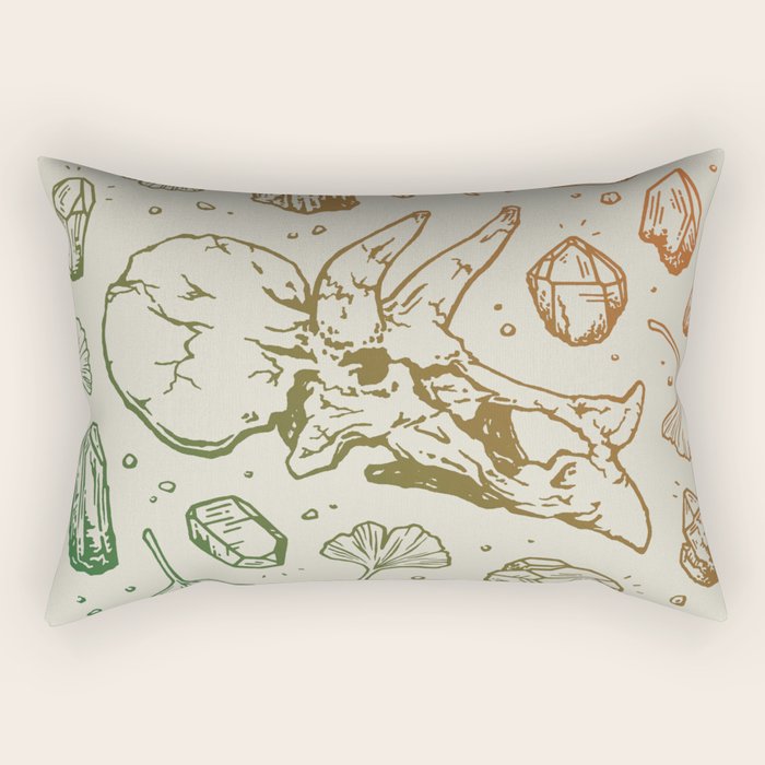 Triceratops Rocks! | Leaf Green & Pumpkin Spice Ombré Rectangular Pillow Gallery Image 2