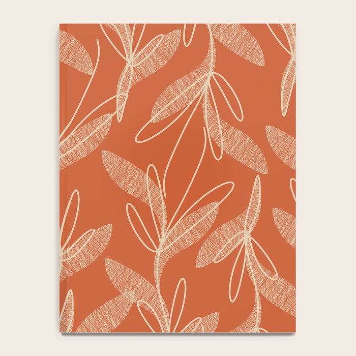 Mid Century Modern Botanical Pattern in Mid Mod Beige and Orange Notebook Gallery Image 4