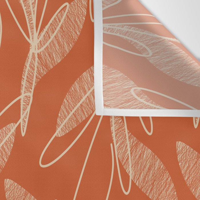 Mid Century Modern Botanical Pattern in Mid Mod Beige and Orange Wall Tapestry Gallery Image 3