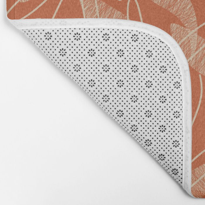 Mid Century Modern Botanical Pattern in Mid Mod Beige and Orange Bath Mat Gallery Image 2