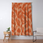 Mid Century Modern Botanical Pattern in Mid Mod Beige and Orange Window Curtain Gallery Image 5