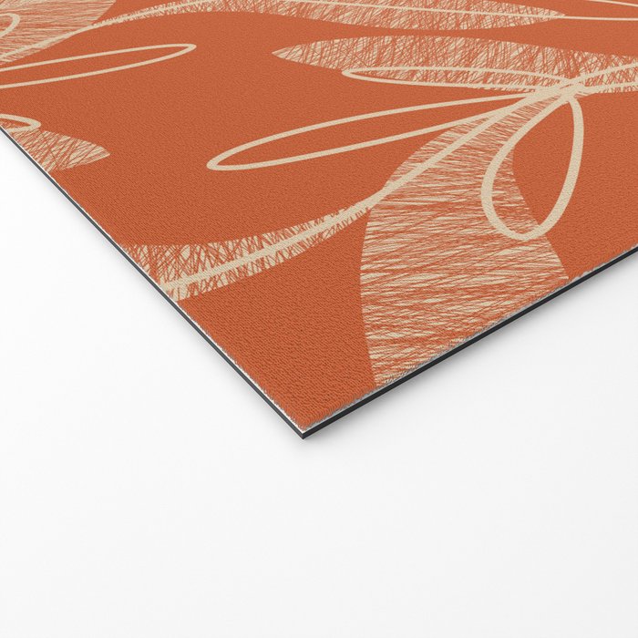 Mid Century Modern Botanical Pattern in Mid Mod Beige and Orange Welcome Mat Gallery Image 2