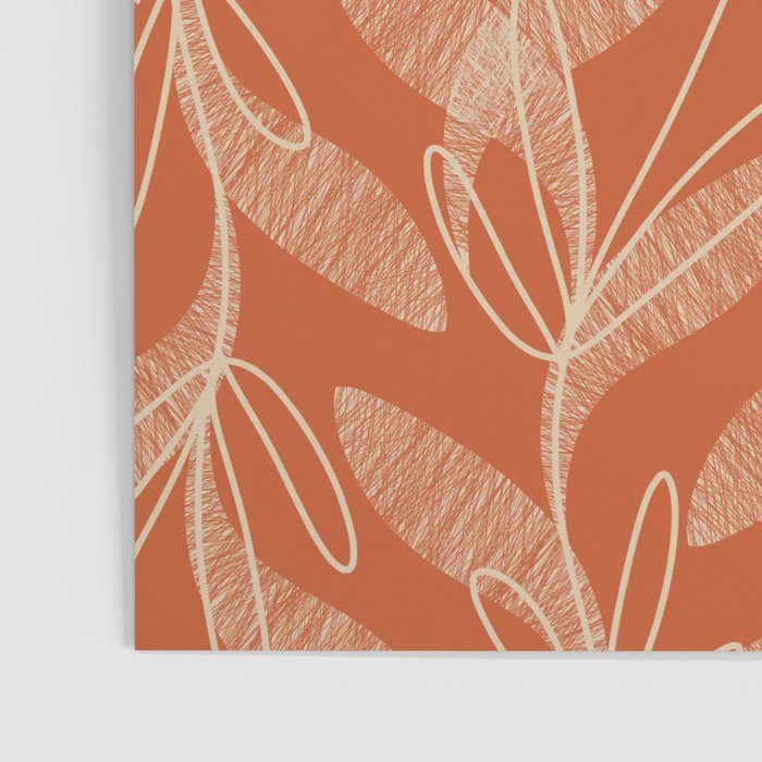 Mid Century Modern Botanical Pattern in Mid Mod Beige and Orange Poster Gallery Image 3