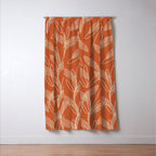 Mid Century Modern Botanical Pattern in Mid Mod Beige and Orange Window Curtain Gallery Image 3
