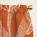 Mid Century Modern Botanical Pattern in Mid Mod Beige and Orange Window Curtain Gallery Image 2