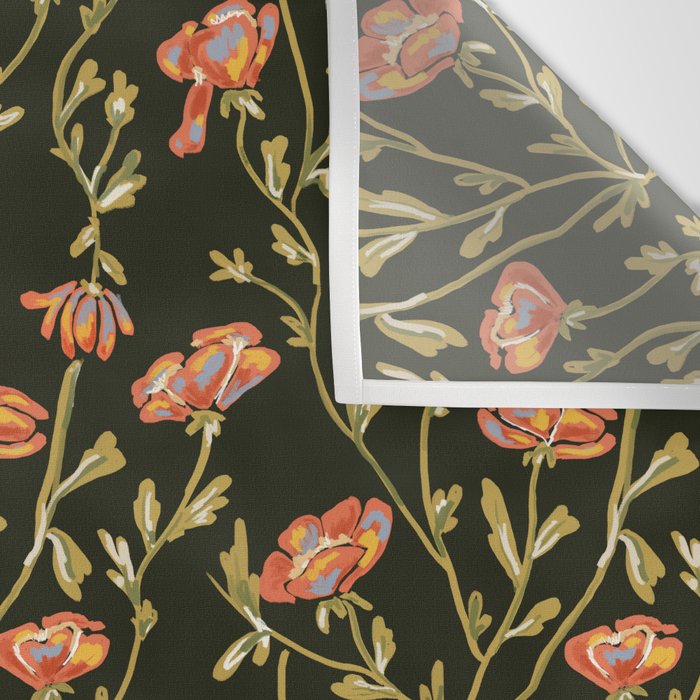 Dark Botanical Pattern Wall Tapestry Gallery Image 3