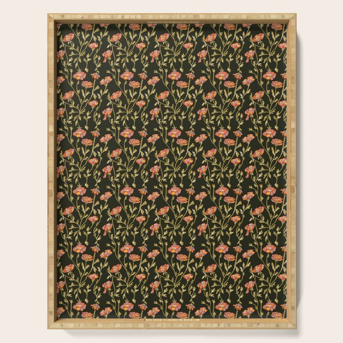 Dark Botanical Pattern Serving Tray Gallery Image 1