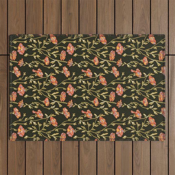 Dark Botanical Pattern Outdoor Rug Gallery Image 1