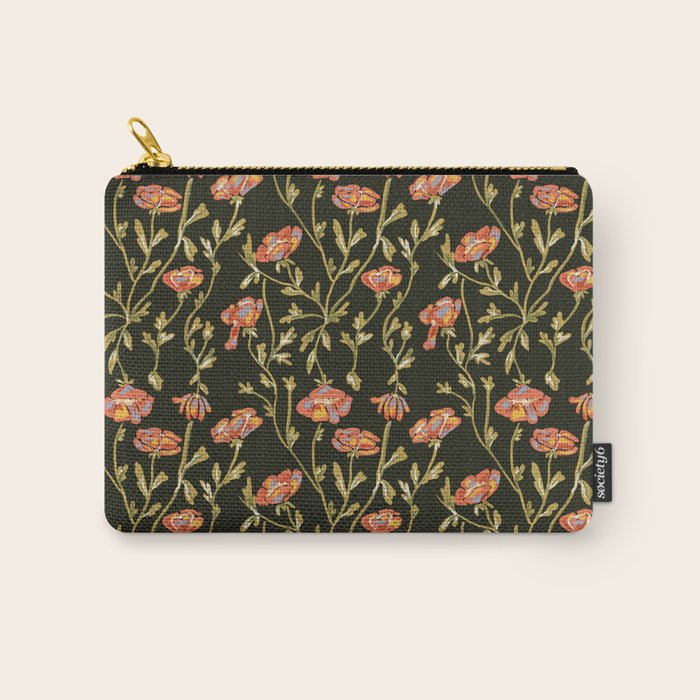 Dark Botanical Pattern Carry All Pouch Gallery Image 1
