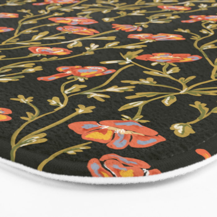 Dark Botanical Pattern Bath Mat Gallery Image 3