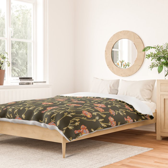 Dark Botanical Pattern Duvet Cover Gallery Image 2