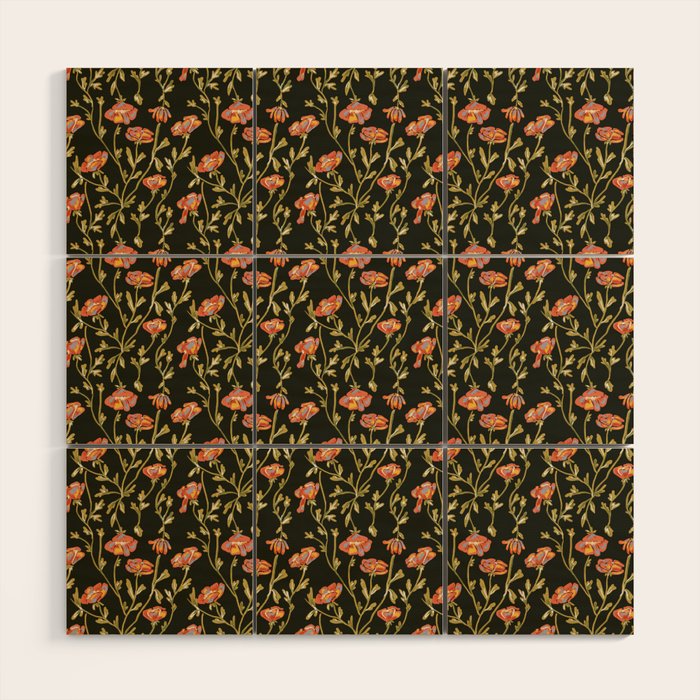 Dark Botanical Pattern Wood Wall Art Gallery Image 1