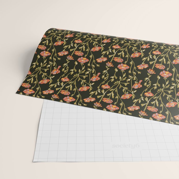 Dark Botanical Pattern Wrapping Paper Gallery Image 2