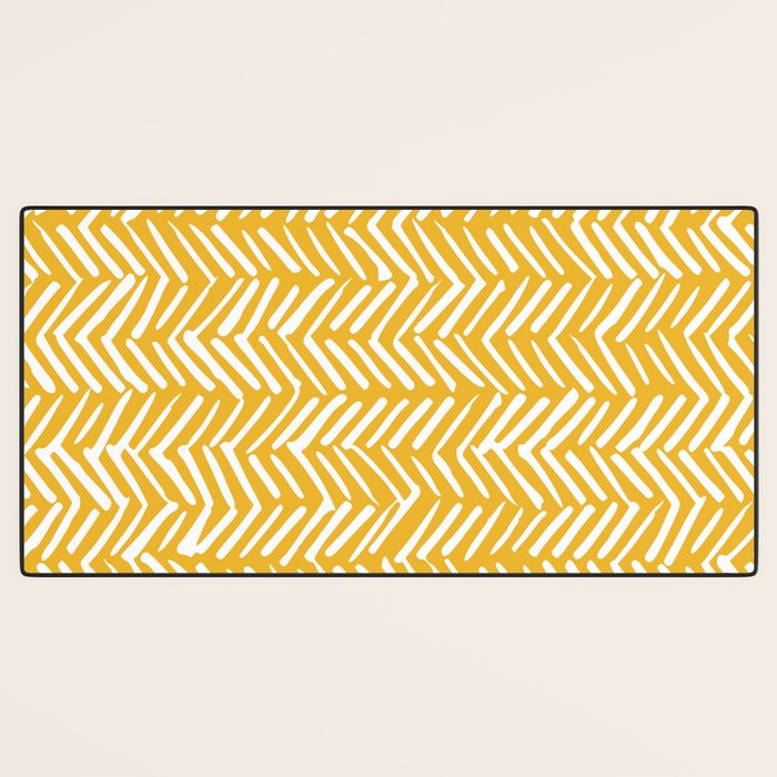 Rustic Herringbone in Yellow Desk Mat Gallery Image 3