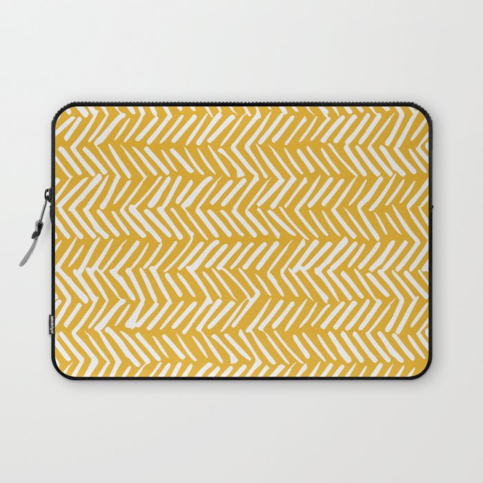 Rustic Herringbone in Yellow Laptop Sleeve Gallery Image 1