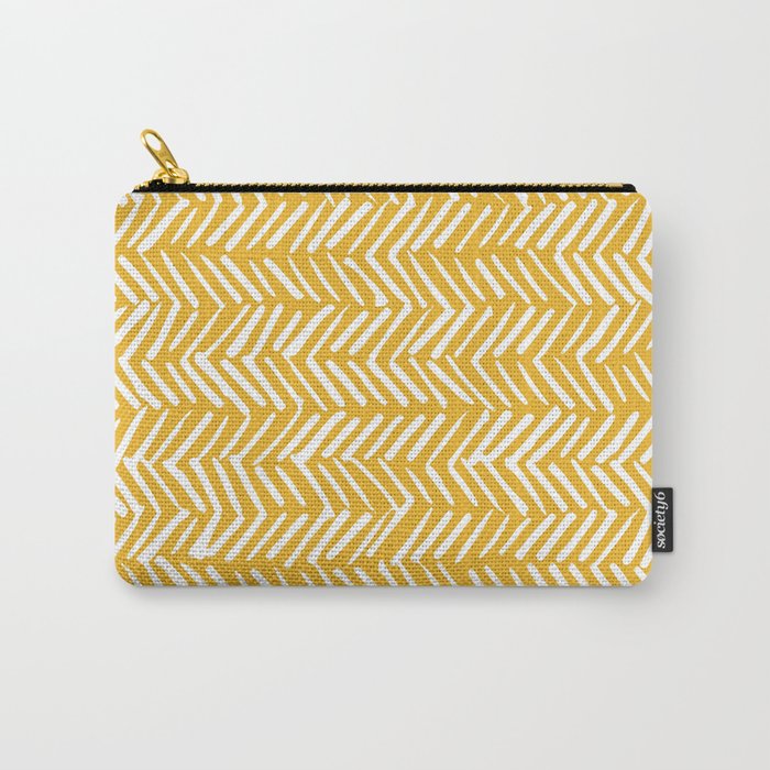 Rustic Herringbone in Yellow Carry All Pouch Gallery Image 1