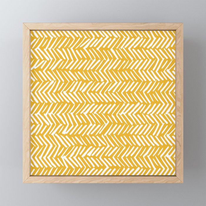 Rustic Herringbone in Yellow Mini Art Print Gallery Image 1