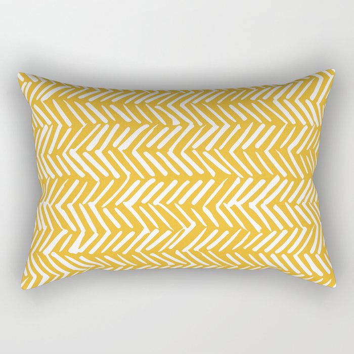 Rustic Herringbone in Yellow Rectangular Pillow Gallery Image 2