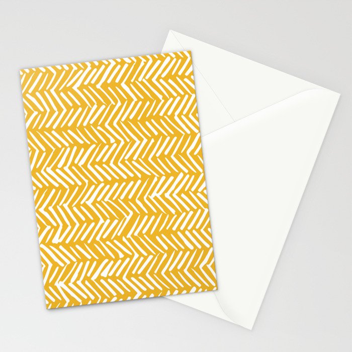 Rustic Herringbone in Yellow Stationery Card Gallery Image 2