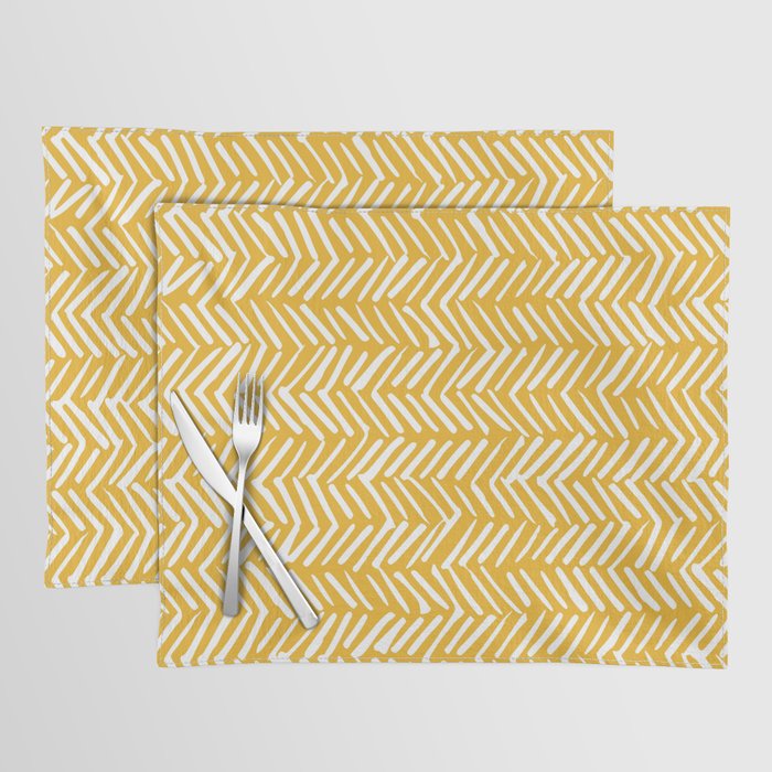 Rustic Herringbone in Yellow Placemat Gallery Image 1