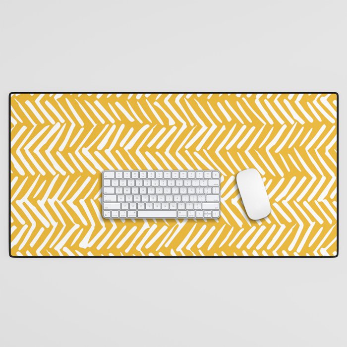 Rustic Herringbone in Yellow Desk Mat Gallery Image 1