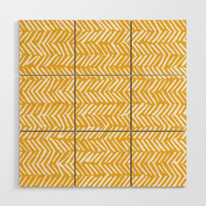 Rustic Herringbone in Yellow Wood Wall Art Gallery Image 1