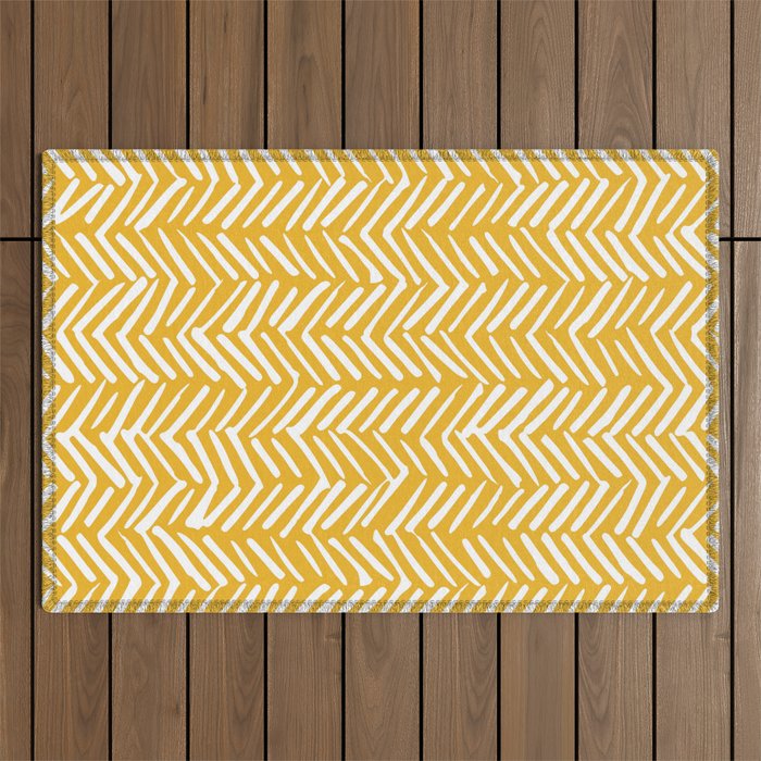 Rustic Herringbone in Yellow Outdoor Rug Gallery Image 1
