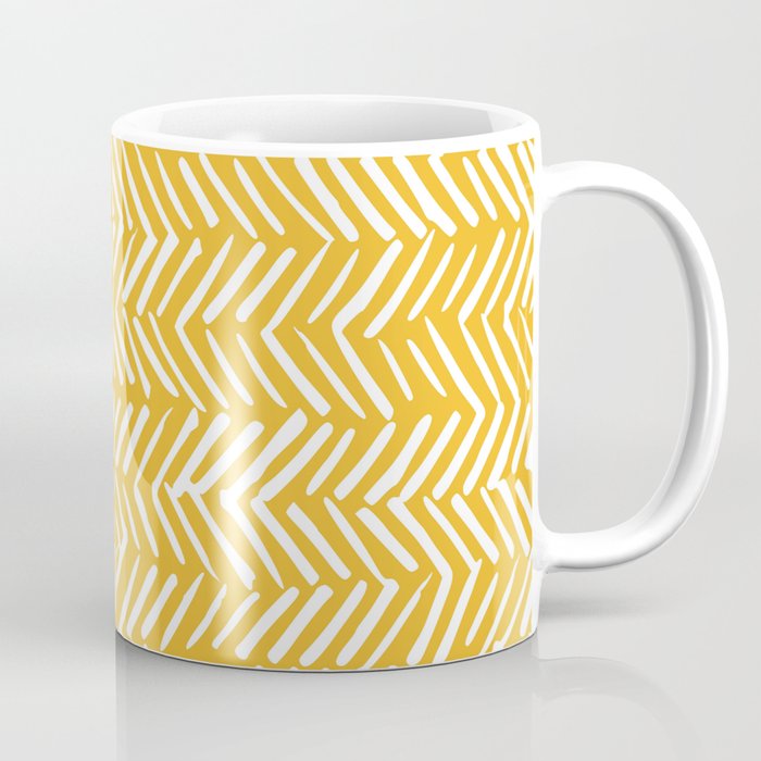 Rustic Herringbone in Yellow Coffee Mug Gallery Image 1