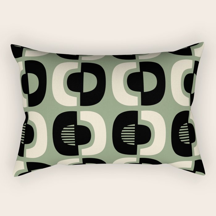 Mid Century Modern Decor 114 Black and Sage Green Rectangular Pillow Gallery Image 2