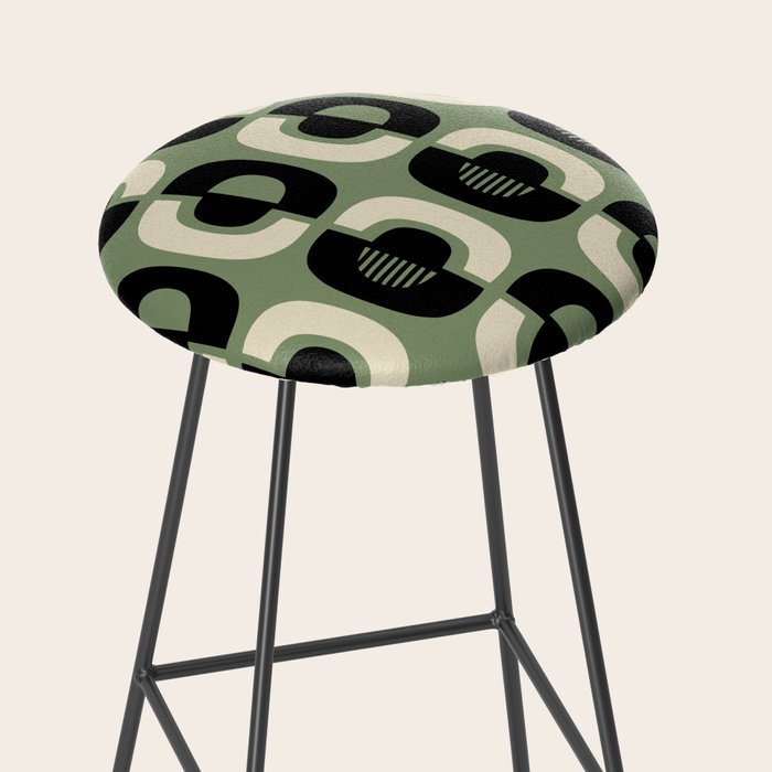 Mid Century Modern Decor 114 Black and Sage Green Stool Gallery Image 2