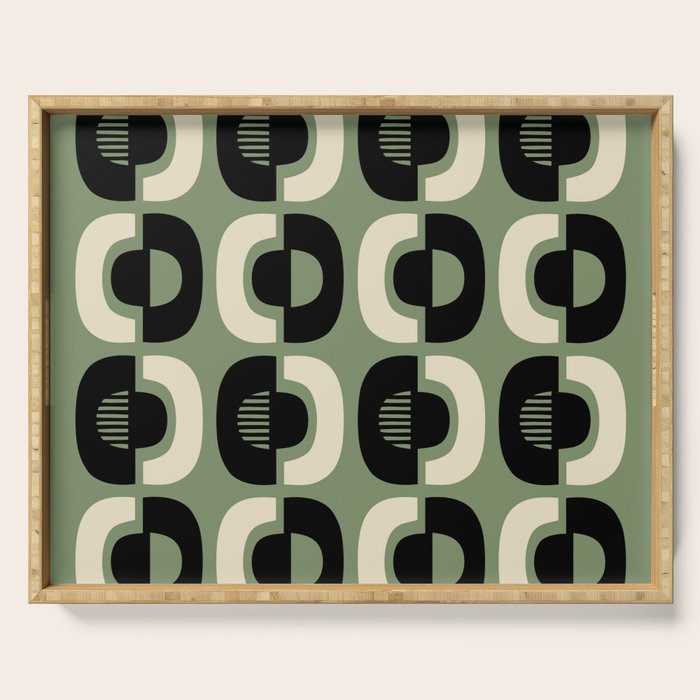 Mid Century Modern Decor 114 Black and Sage Green Serving Tray Gallery Image 1