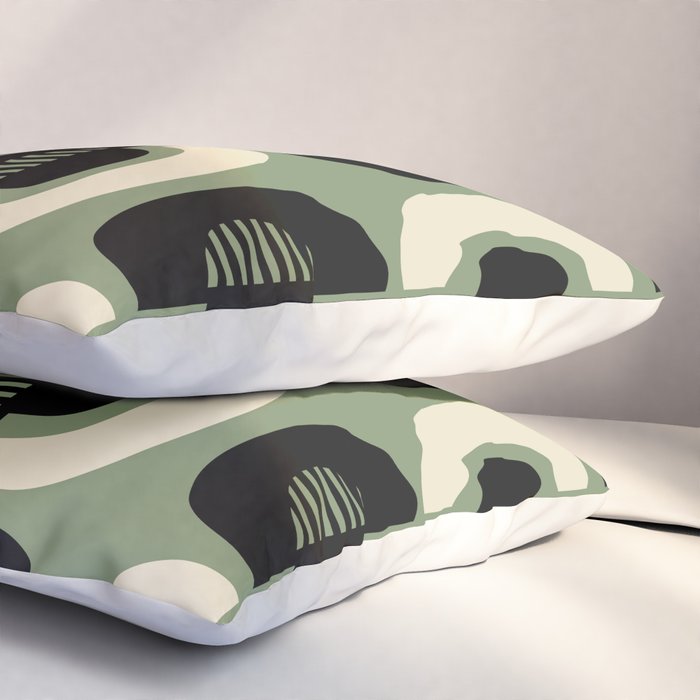 Mid Century Modern Decor 114 Black and Sage Green Pillow Sham Gallery Image 3