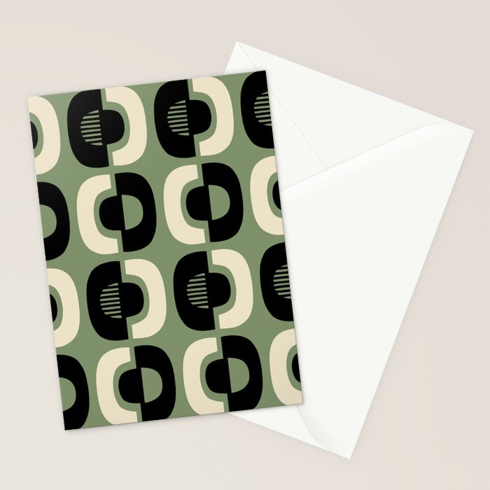Mid Century Modern Decor 114 Black and Sage Green Stationery Card Gallery Image 2