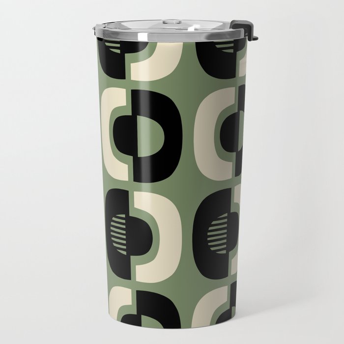 Mid Century Modern Decor 114 Black and Sage Green Travel Mug Gallery Image 2